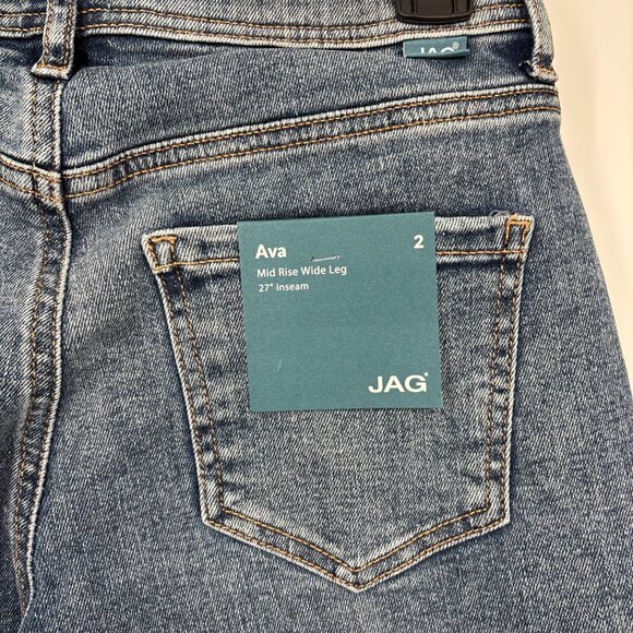 Jag Women's Ava Mid Rise Ankle Relaxed Wide Leg Jeans Skyfall Blue Size 2 NWT - Picture 7 of 7